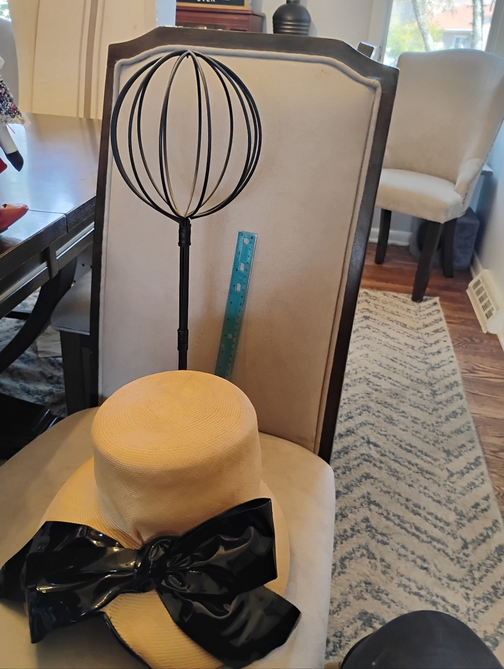 Vintage Black Metal Hat Stand And Vintage Hat